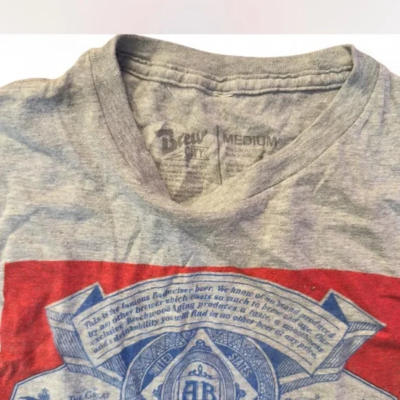 Soft Heather Grey Relaxed Budweiser Graphic Tee with Throwback Logo - Picture 2 of 4